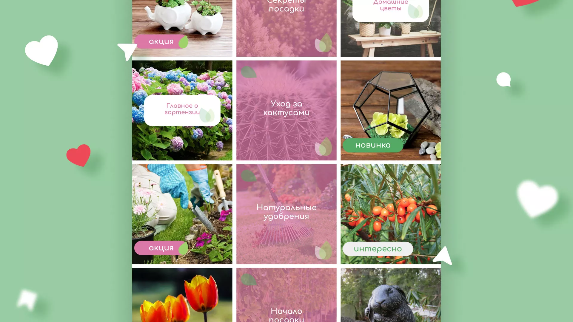 Разработка оформления профиля Instagram для магазина «Floraint» в Кирсе